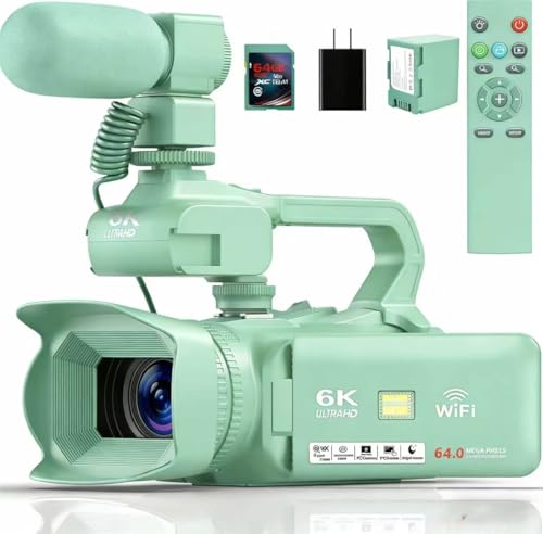 Image of 6K Camcorder Video Camera 64MP IR Night Vision Vlogging Camera for YouTube 18X Digital Zoom 4.0 Inch Touch Screen Video Camera with WiFi, Microphone, Remote Control, 64GB SD Card,Stabilizer