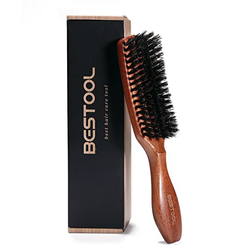 BESTOOL Hair Brush, Boar Bristle for Women Men, Detangling & Styling, Natural Bristles for Thin, Fine Hair Reddish Brown