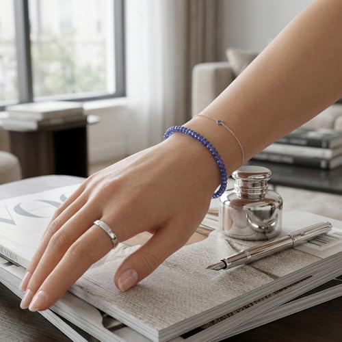 Image of Natural Gemstone Bead Bracelet for Women - Healing Crystal Reiki Bracelet, Handmade Spiritual Protection Jewelry, Energy Stone Stretch Bracelet Gift for Women & Girls
