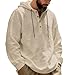 YSERB Mens Cotton Linen Hoodies Henley Long Sleeve Button Down Shirt Summer Lightweight Fashion Hoodies Loose Beach Tops Tee Khaki