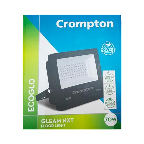 Image of Crompton Aluminium Gleam 70 Watt Outdoor Waterproof LED Flood Light | Wide Angle Beam | (Cool Day Light 6500K) - Pack Of 1