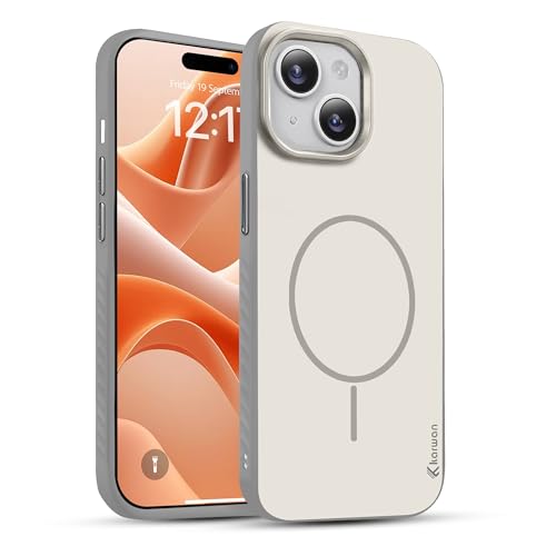 Image of KARWAN Slim Shockproof Back Case Cover Compatible with iPhone 15,Dual Layer Armor Protection with Matt Finish, Heavy Duty Cover with Magnetic MagEase Wireless Charging (Grey)