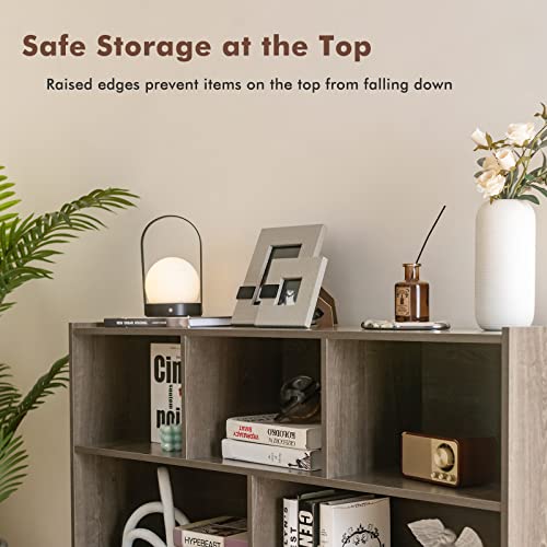 Loko 3-Tier Open Shelf Bookcase, Floor Standing White Wood Bookshelf For Bedroom, Living Room & Kids Room, 8 Cube Bookcase, 48 X 12.5 X 36.5 (Grey) #TOP4