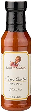 Saucy Mama Spicy Garlic Wing Sauce, 12-Ounce Boxes (Pack of 6)