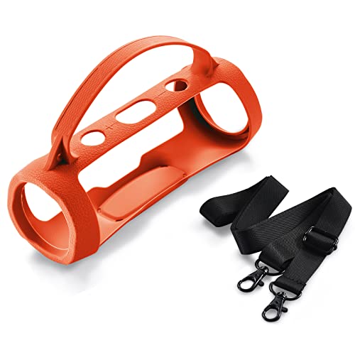 Silikonhülle Kompatibel mit JBL Charge Essential 2 Lautsprecher, Schutzhülle für Charge Essential 2 Lautsprecher (Orange)
