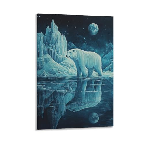 Tableau ours décoration murale nature sur toile salon 50x75 cm