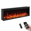 LegendFlame 60" W Smart Wall Mount & in Wall Recessed Electric Fireplace Insert, Heater 750W/1500W, Multi Colors of Flame & Fuel Bed, Alexa/Google Assistant Enabled