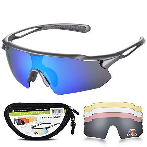 Sports Sunglasses Bike Cycling Sunglasses for Men Women with 5 Interchangeable Lens,Polarized Sunglasses