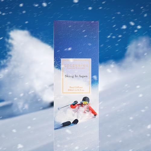 Image of COCORRINA Reed Diffuser - Skiing in Aspen Reed Diffuser Set with 8 Sticks & Preserved Baby's Breath, Reed Diffuser for Home Bathroom Shelf Decor