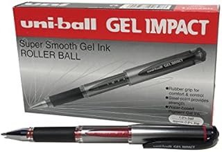 Uni-Ball 218990000 UM-153S Signo Impact Gel Pens with Rubber Grip, Black Gel, 1mm Nib (Pack of 12)