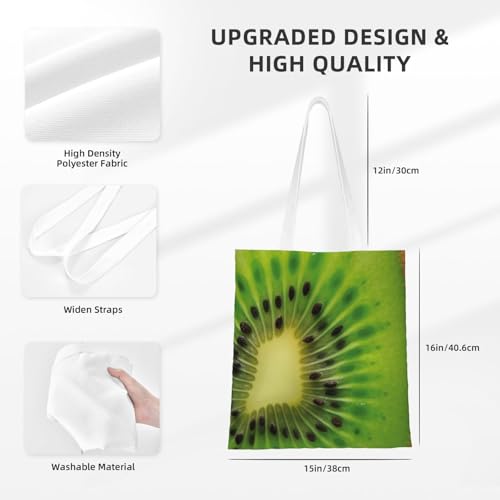Canvas Tote Bag for Women Shoulder Tote Purse Reusable Grocery Bag Kiwi texture picture Aesthetic Shopping Bags2