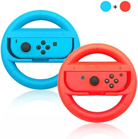 Bainuo Handle Nintendo Switch, Joy-Con Grips for Nintendo Switch,Wear-Resistant Nintendo Switch Handgrip Kit- Black + Black (red Blue)