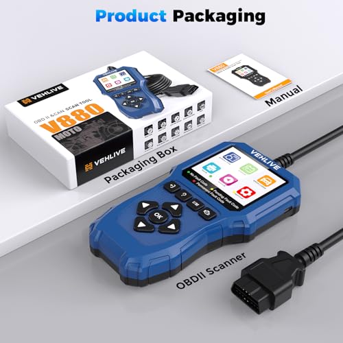 VEHLIVE Motorcycle System Diagnostic Measurement Tool, Moto OBD2 Scanner with Voltage Test, Motorcycle Fault Code Reader with Quick Test Compatible for Yamaha, Honda, Kawasaki, Generation, KYMCO, SYM by VEHLIVE - Image 8