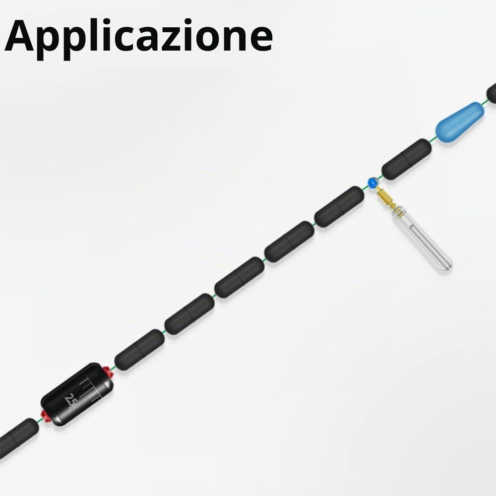 300 tappi per galleggianti da pesca, 50 gruppi 6 in 1, perline spaziali in gomma cilindriche, galleggianti da pesca, fermate per fiumi, laghi, bacini idrici