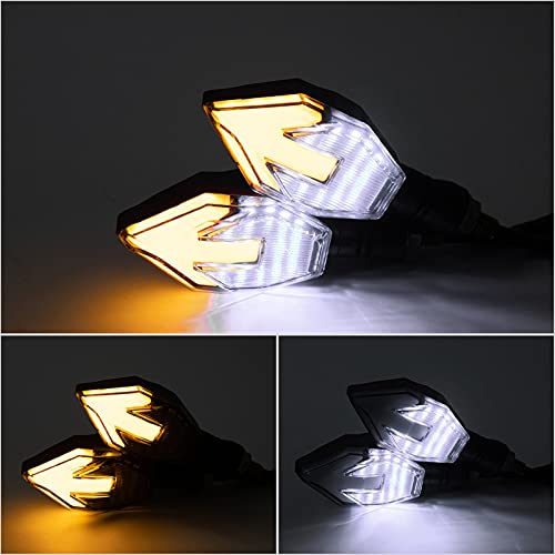 Duilu Motorcycle Led Turn Signal Light With M10 Bolts, Universal 12V Arrow Flowing Blinker Indicator Running Light For Scooter Cruisers Touring Motorbike (Amber+White) #TOP1