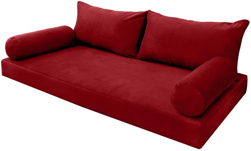 Prolinemax Style V2 Twin Size Velvet Knife Edge Indoor Daybed Bolster Pillow Cushion Mattress Fitted Sheet |Cover ONLY| AD369