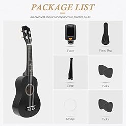 Vaguelly 1 Set Ukulélé En Tilleul 21 Pouces Hawaiian Starter Uke Ukulélé Acoustique Pour Débutants Enfants Ukulélé Avec… – Image 5