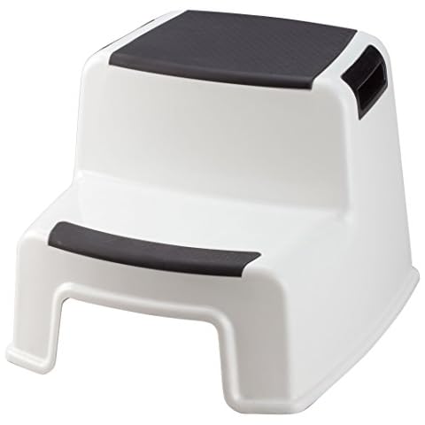 Two-Tier Portable Stepping Stool - Safe and Easy 2-Step Design | Textured Surfaces, Sturdy, and 280 lbs Capacity | Built-in Handles | Indoor and Outdoor Use | 13 1/2" x 12" x 10 1/4, by LivingSURE Cover