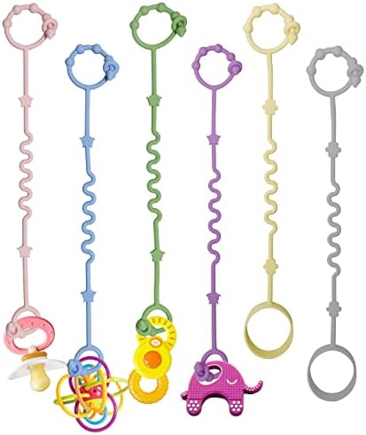 Toy Straps for Baby,RTMOK 6pcs Silicone Setpacifier Clip,Applies to Car Seat Toy,Teether Toy,High Chair,Stroller Accessories,Baby Toy Clips,Cribs,Rocking Chair,Silicone Pacifier Clip