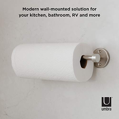 Umbra - 1009237-410 Cappa Paper Towel Holder – Modern Under Cabinet Or Wall Mount Dispenser (Horizontal Or Vertical), 14"L X 4"W X 2.6"H, Nickel #TOP5