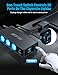 BESTEK Cigarette Lighter Splitter Adapter: 9 in 1 Car Charger 185W 3-Socket PD 30W and QC3.0 18W Charging Ports LED Display Super Fast Charger for 12V/24V