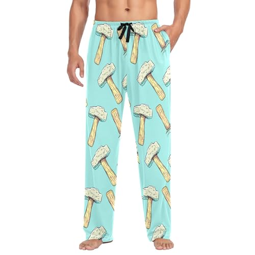 Men's Pajama Bottom Hammer Pattern Design Cotton Pajama Pants Drawstring Sleepwear Long Pants Pockets2