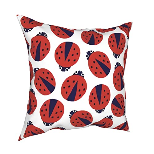 Housses de coussin en coton doux motif coccinelles - 45 x 45 cm - Décoration de ferme - Cadeau pour chambre à coucher, canapé Cover
