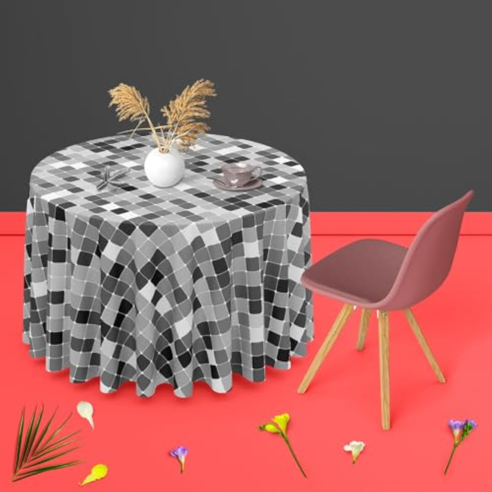 Black & White Square Table Cloth Cover for Dining & Center Table