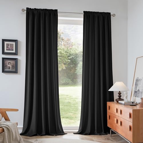 Beauoop Velvet Curtains for Bedroom Living Room Black 52x108 2 Panels by Beauoop - Used condition - Image 9