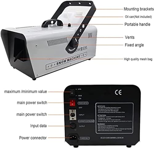 Machine à neige 1500 W pour scène extérieure avec faux flocon de Noël