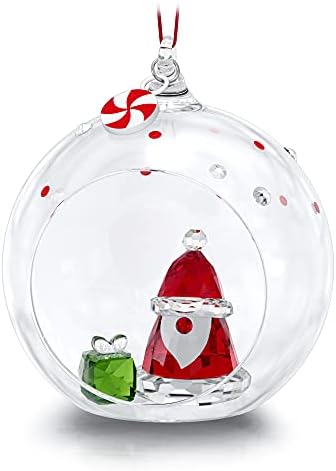Swarovski Holiday Cheers Santa Claus Ball Ornament, Multicolored Swarovski Crystals on Red Satin Ribbon, Part of the Swarovski Holiday Cheers Collection