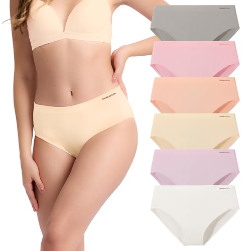 Women's Underwear Bamboo Bikini Panties Moisture-Wicking Hipter Seamless Stretchy Briefs Breathable Underwear 6-pack