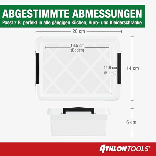ATHLON TOOLS 10er Set 1l Aufbewahrungsbox mit Deckel klein - 100% Lebensmittelecht BPA frei - Plastikbox mit Deckel stapelbar - Aufbewahrung & Ordnung - Kunststoff Stapelboxen aus Neumaterial