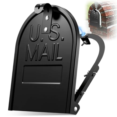 Moxweyeni 8 x 10 Mailbox Door Replacement – Black Metal Snap-in Door – Mailbox Cover with Magnetic Closure – Durable Mail Box Repair Kit for Brick Mail Box Rusted Standard