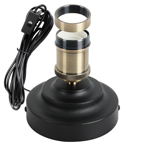 Semi-recessed lamp Base, Industrial E26 mini lamp Holder, Simple Retro lamp Holder, with 570Cm Wire Switch Plug for use in corridors, Bedroom Access, Kitchen Foyer, Desk lamp
