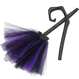 ULTECHNOVO Escoba de Bruja de Halloween Desmontable de Plástico y Gasa Estabilidad Fuerte para Fiesta Temática de Brujas y Decoración de Halloween