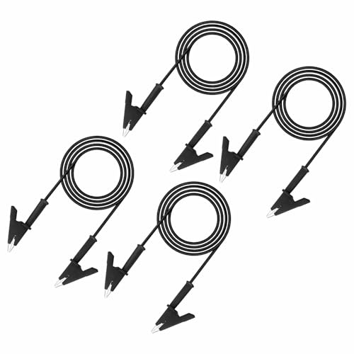 MECCANIXITY 4pcs 9.8ft Alligator Clip Test Leads, 15A Dual Alligator Clips with Wires for Multimeter Jumper Wire Industry Car Battery, Black