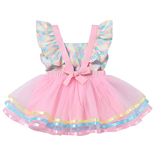 Odasdo 1St First Birthday Outfit Baby Girl Smash Cake Rainbow Circus Theme Party Princess Tutu Romper Dress Carnival Clown Costume Newborn Photo Shooting Props Pink + Colorful 6-12 Months thumb #1