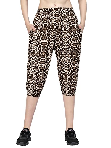 Image of UZARUS Women's Animal Print Tie-Dye Strechable Capri 3 /4th Shorts