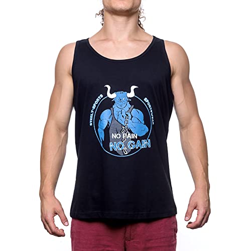 STEELY SPORTS Camiseta de Tirantes de Fitness para Hombre - enfatiza los músculos del Pecho y los Hombros - Color: Negro, Talla S Cover