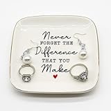 BROSEBEAQ Jewelry Dish Tray for Women, Small Ring Dish Birthday Gifts for Mom, Daughter, Girls, Sister, Friend, Ceramic Jewlery Tray Ring Holder Dish, Bathroom Jewelry Plate Trinket Bowl for Earrings