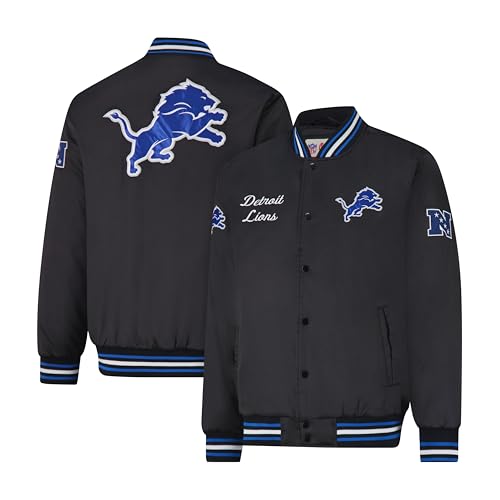 Ultra Game Adults NFL Official Supreme Satin Jacket, Detroit Lions, Current Logo, Large