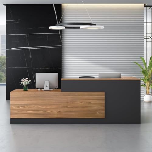 Reception Desk with Counter – Large Wooden Reception Station with Lockable Drawers & Storage Cabinet