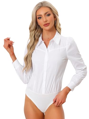 Design elegante: Body camicia con colletto classico e abbottonatura frontale, perfetto per un look professionale e raffinato.
