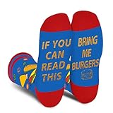 AGRIMONY Funny Burger Socks for Men Women - If You Can Read This Bring Me Burgers Novelty Fun Crazy Cool Silly Food Socks -Easter Valentines Christmas Birthday Gifts Stocking Stuffers