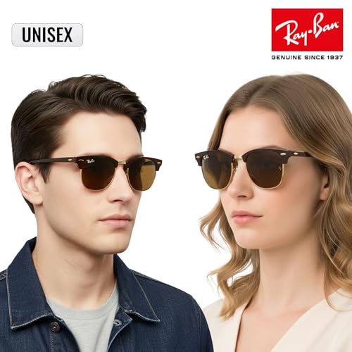 Image of Ray-Ban RB3016 CLUBMASTER CLASSIC Square Shaped Sunglasses for Men & Women with Official RAYBAN Eyewear Kit