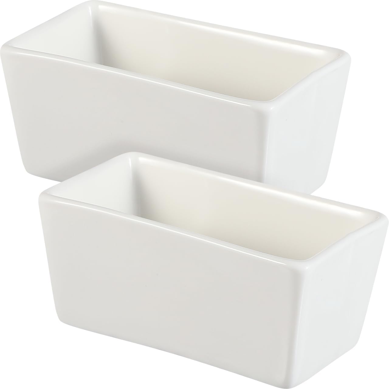 Zerodeko 2Pcs Sugar Bowls, Ceramic-Rectangular Sugar Cube Containers - Modern Condiment Jars for Coffee Station, Kitchen Organization, and Cafe Countertop - White