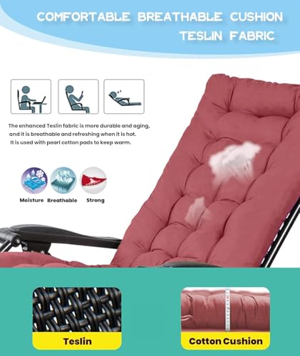 Chaise de jardin pliante contre le mal de dos à bascule zéro gravité avec coussin - 5