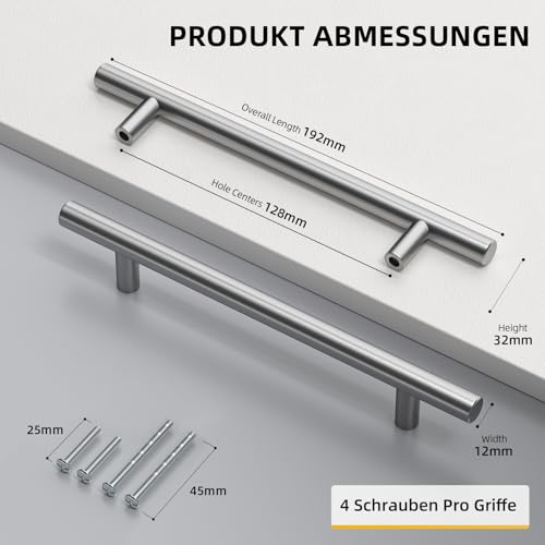 Küchengriffe Goldenwarm 10er Set für Küchenschränke mit 128mm Bohrlochabstand