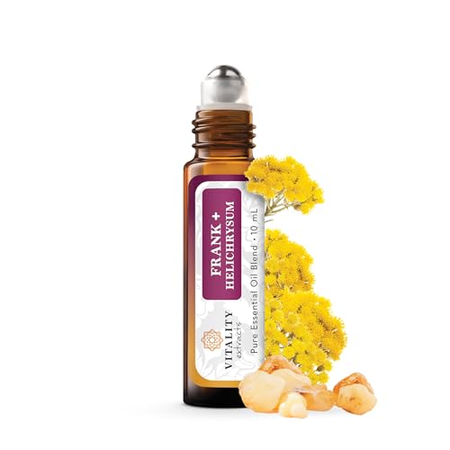 Vitality Extracts Frank+ Helichrysum Essential Oil Blend - 10ml Roll-On Frankincense Boswellia Seratta Aromatherapy Soft Skin Relief from Daily Aches & Soreness Natural